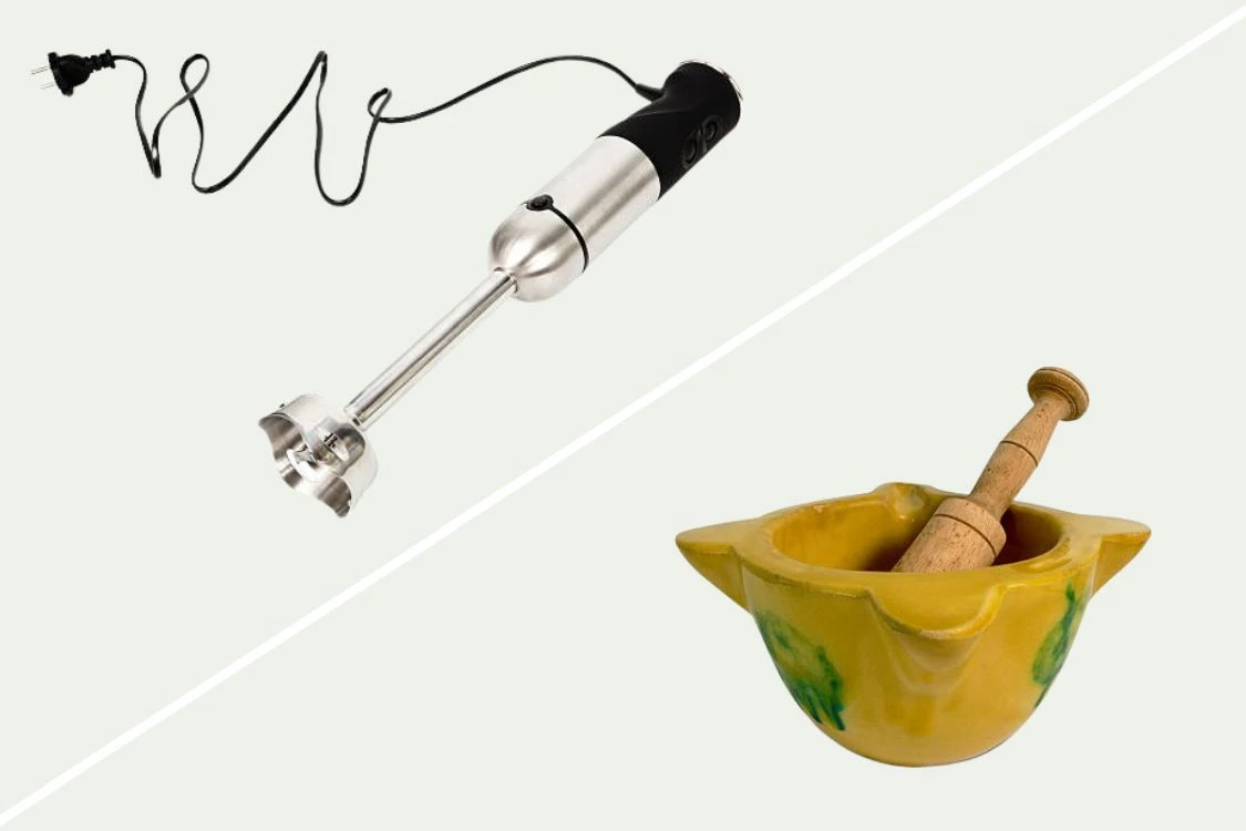 Batidora eléctrica Vs Mortero tradicional