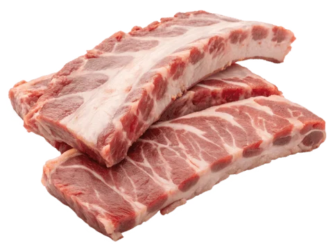 Costillar de cerdo sobre fondo blanco