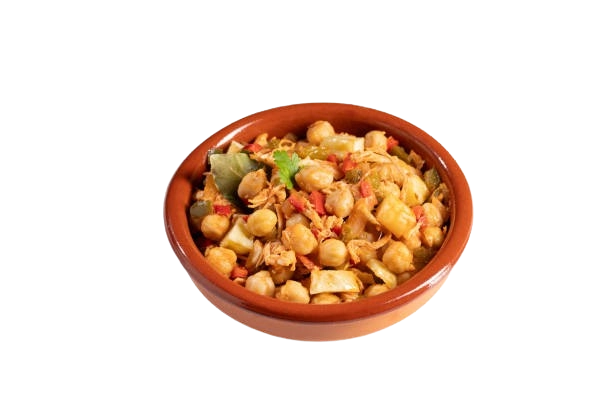 Un cuenco de barro con ropa vieja canaria